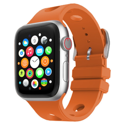 Apple Watch Ultra 49mm Uyumlu Kordon Delikli Tasarım Silikon Turuncu