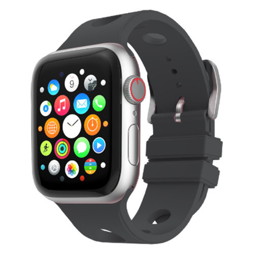 Apple Watch 38mm Uyumlu Kordon Delikli Tasarım Silikon Koyu Gri
