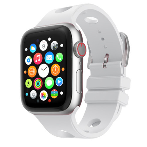 Apple Watch 7 41mm Uyumlu Kordon Delikli Tasarım Silikon Beyaz