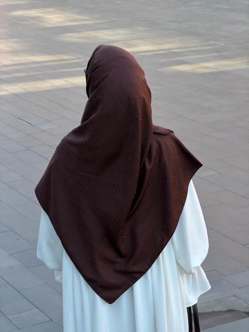 Premium Jakarlı Büyük Boy Eşarp - Acı Kahve