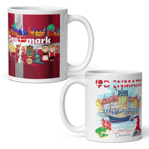 Danimarka Kupa Bardak 2 Adet Seyahat Hatıra Denmark Mug