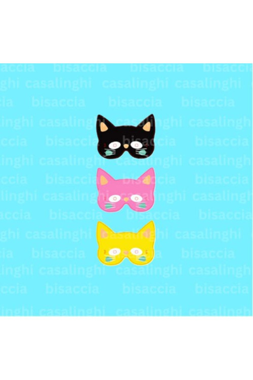Sevimli Kedi Maskesi Karton Maske 3'lü Maske Seti Çocuk Maskeleri