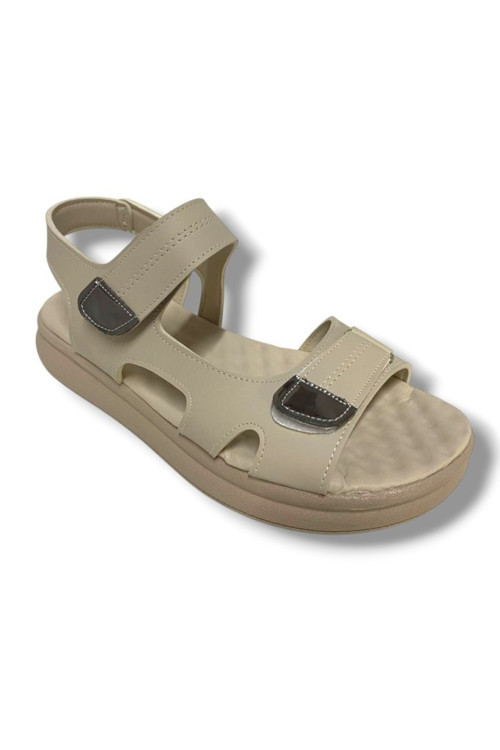 K401-25 Deri Anatomik Cırt Bantlı Kadın Sandalet