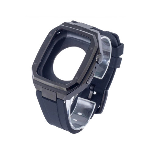 Apple Watch 45mm Kr402 Metal Kasa Silikon Kordon (saat Değildir) - Siyah