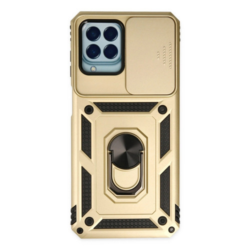 Samsung Galaxy M33 Kılıf Pars Lens Yüzüklü Silikon - Gold
