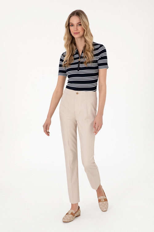 Kadın Taş Slim Flare Cropped Fit Kanvas Pantolon 50301156-VR049