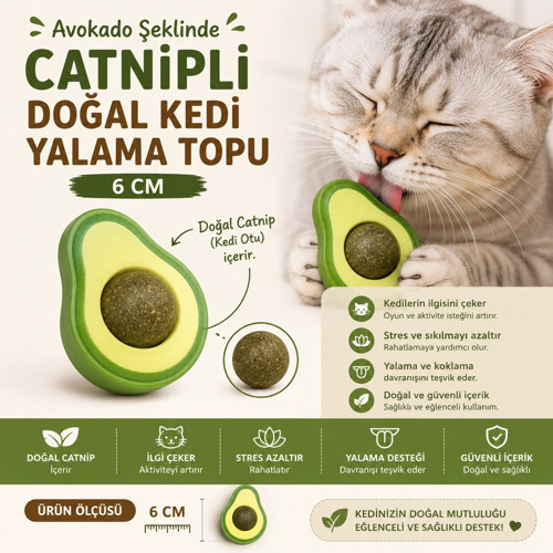 okado Şeklinde Catnipli Doğal Kedi Yalama Topu 6 Cm