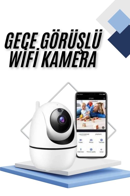 İthalat® Kablosuz Wifi Destekli Akıllı Güvenlik Kamerası Hareket Sensörlü