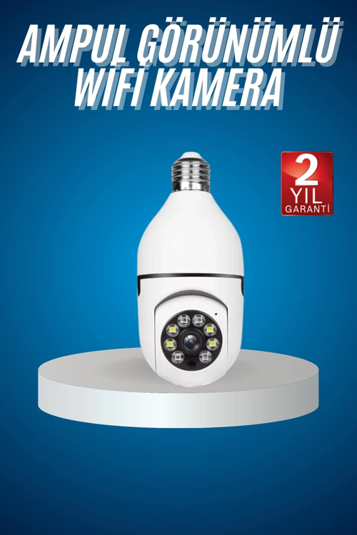İthalat® Wifi Güvenlik Kamerası Çift Kameralı Ampule Takılabilir Sensörlü