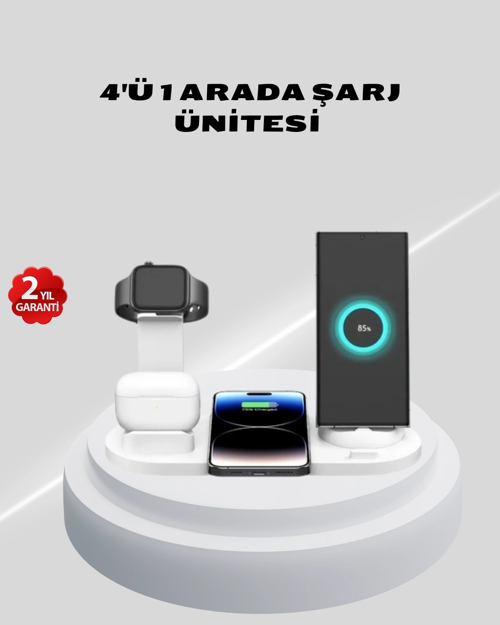 Kablosuz Şarj İstasyonu 4’Ü 1 Arada İphone Watch Uyumlu