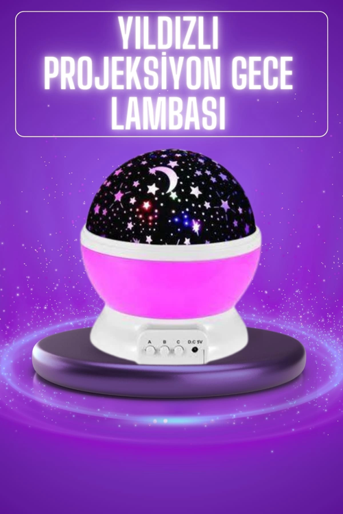 İthalat® Yıldız Görünümlü Gece Lambası Renkli Masa Lambası Gökyüzü Projeksiyon