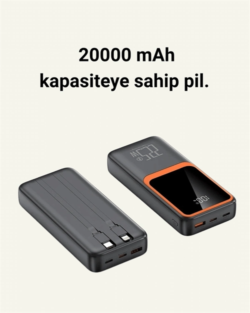 Dijital Ekranlı 20.000 Mah | 22.5W Hızlı Şarj + Çoklu Bağlantı Seçeneği