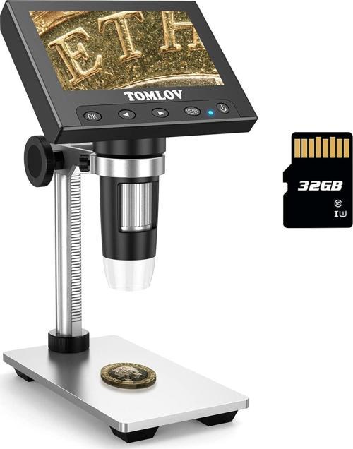 DM4 4.3 Inc Ekranlı, 720P LCD Mikroskop 1000X - Metal Stand
