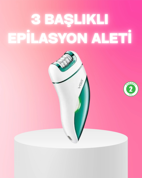 İthalat® 3 In 1 Epilatör Metal Başlıklı Ipx5 Su Geçirmez 90 Dakika Şarjlı Epilasyon