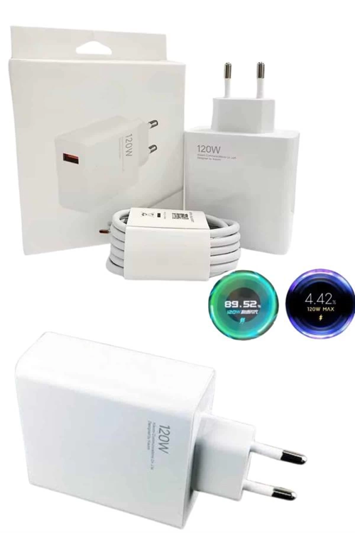 İthalat® 120 Watt Turbo Hızlı Şarj Aleti Seti Hızlı Şarj Adaptörü Beyaz