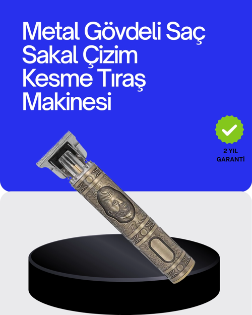 İthalat® Kompakt Tasarımlı, Güçlü Motorlu Saç Sakal Kesme Makinesi 4 Kılavuz Tarak