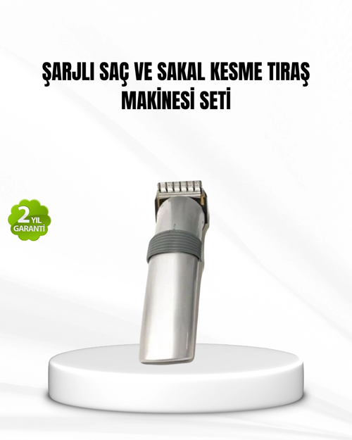 İthalat® Şarjlı Saç Sakal Kesme Makinesi – Paslanmaz Çelik Bıçak, Ayarlanabilir Başlık