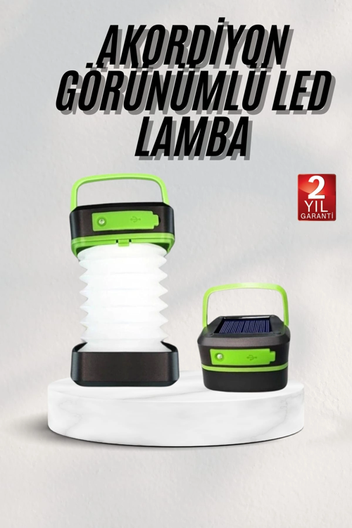İthalat® Katlanabilir Kamp Lambası Akordiyon Lamba Şarjlı 3 Kademeli Solar