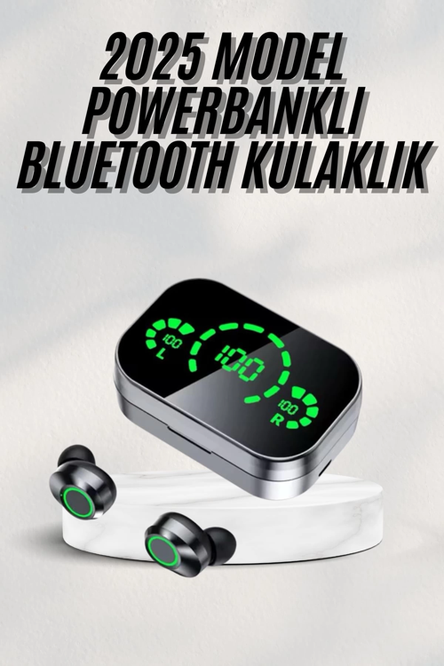 İthalat® Yeni Nesil Bluetooth Kulaklık Çağrı Cevaplayabilen Dijital Göstergeli Powerbankli