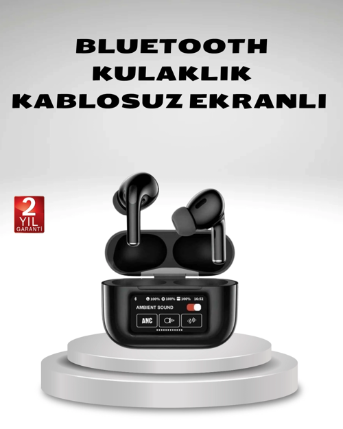 İthalat® Aktif Gürültü Engelleme (Anc) Kablosuz Bluetooth Kulaklık – Dijital Ekranlı, Dokunmatik Uzu