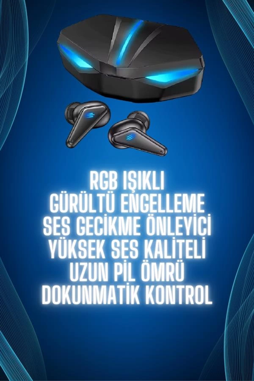 İthalat® Bluetooth Kulaklık Kulaklığı Rgb Işıklı Oyunlarda Düşük Gecikme