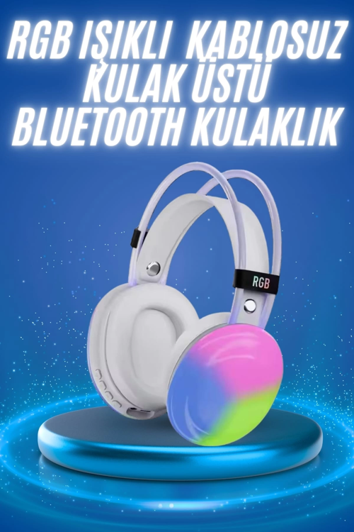 İthalat® Rgb Işıklı Yüksek Ses Kaliteli Kablosuz Kulak Üstü Bluetooth Kulaklık