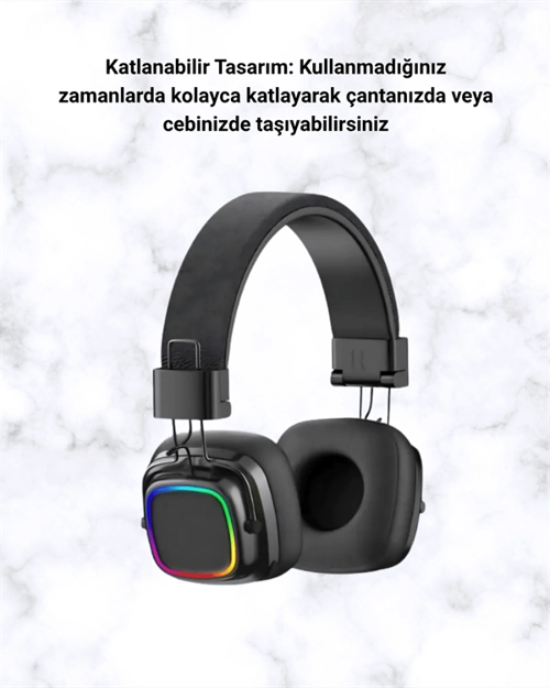 İthalat® Renkli Işık Efektli Bluetooth 5.3 Müzik Kulaklığı