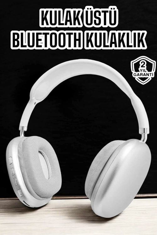 İthalat® P9 Kablosuz Kulak Üstü Bluetooth Kulaklık Beyaz Yüksek Ses Kaliteli