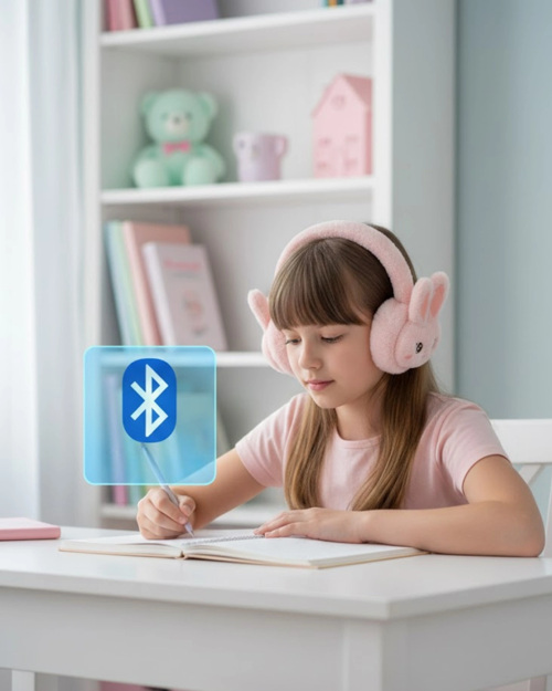 İthalat® Şarjlı Tavşan Tasarımlı Kablosuz Bluetooth Kulaklık Stereo Ses Hafıza Kart Destekli