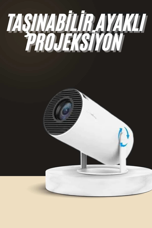 İthalat® Ayaklı Projeksiyon Taşınabilir Mini Projektör Sinema Projektörü Android