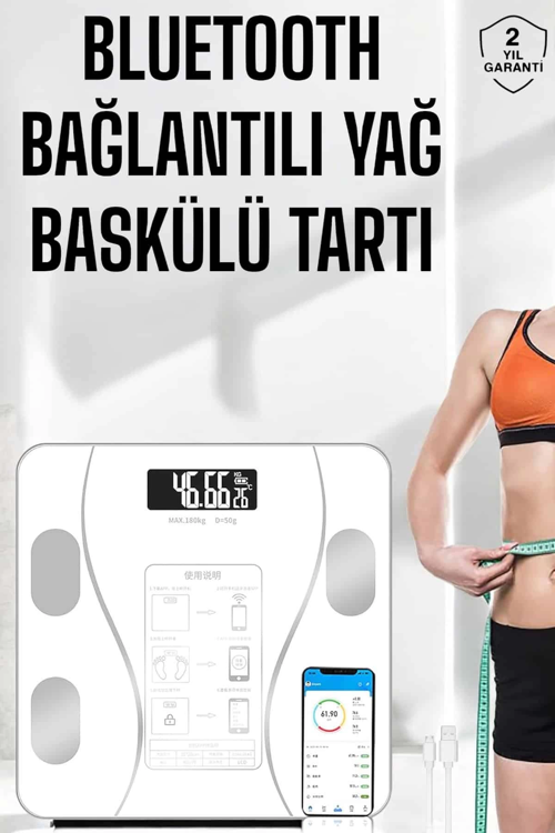 İthalat® Akıllı Tartı Dijital Baskül Su Kas Vücut Kitle Ölçer Tartı