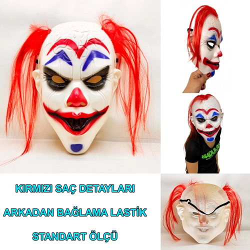 İthalat® Kızıl Saçlı Joker Palyaço Maskesi