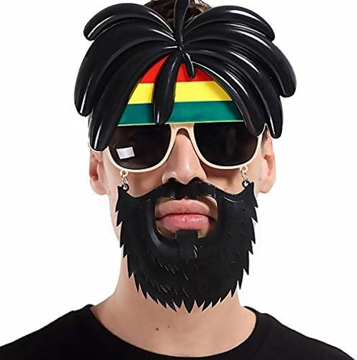 İthalat® Rasta Peruklu Rasta Sakallı Bob Marley Bıyıklı Parti Gözlüğü 27X18 Cm
