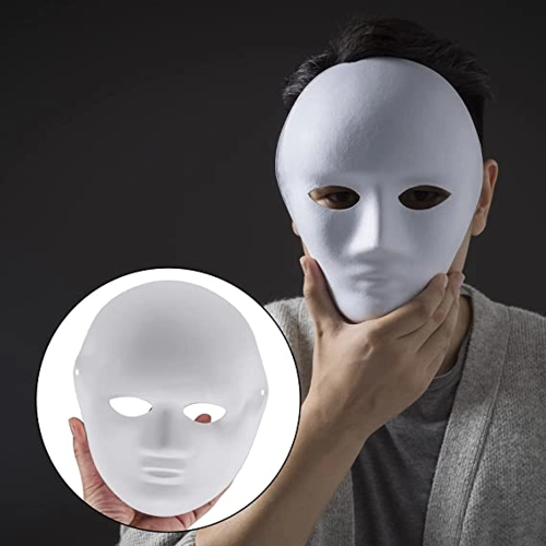 İthalat® Beyaz Renk Boyanabilir Anonim Tam Yüz Cosplay Maske 24X18 Cm