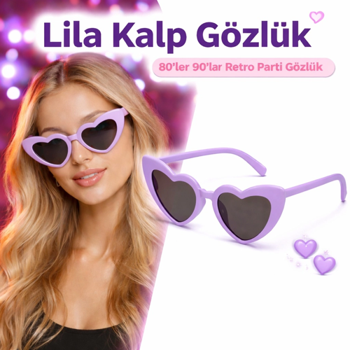 İthalat® Mor Lila Gözlük – 80’Ler 90’Lar Stil Parti Gözlüğü