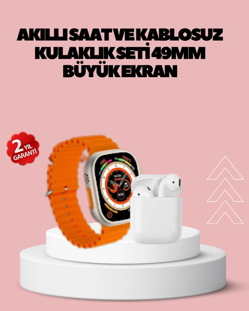 İthalat® Watch 9 Akıllı Saat 45 Mm Geniş Ekran Kulaklık Seti