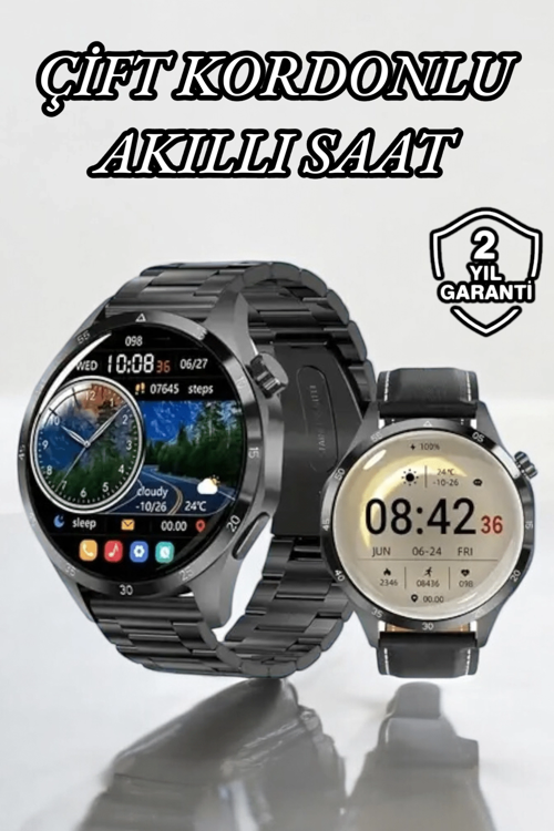İthalat® Çift Kordonlu Yüksek Çözünürlüklü Akıllı Saat Uyku İzleyici & Spor Modları