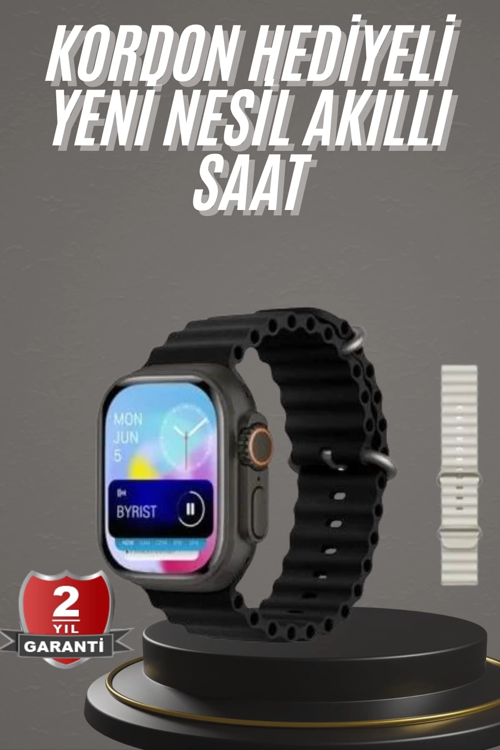 İthalat® 2025 Model Akıllı Saat Çift Kordon Ios Android Arama Cevaplama Sesli Asistan