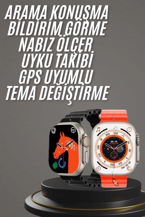 İthalat® Yeni Model Akıllı Saat Watch Gümüş Kasa 45Mm Titreşim