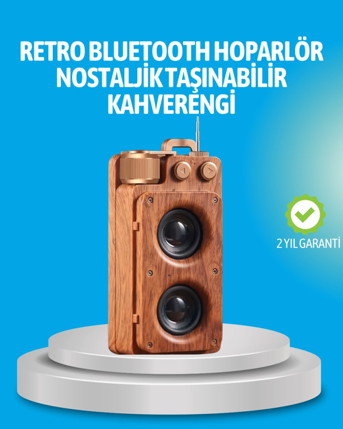 İthalat® Bluetooth Hoparlör Ahşap Görünümlü 5W Çift Stereo Ses