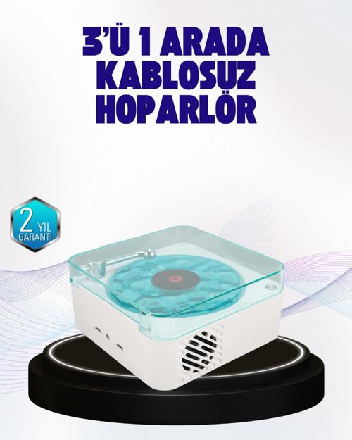 İthalat® Dekoratif Gece Işıklı Bluetooth Hoparlör – Zaman Pil Ekranlı