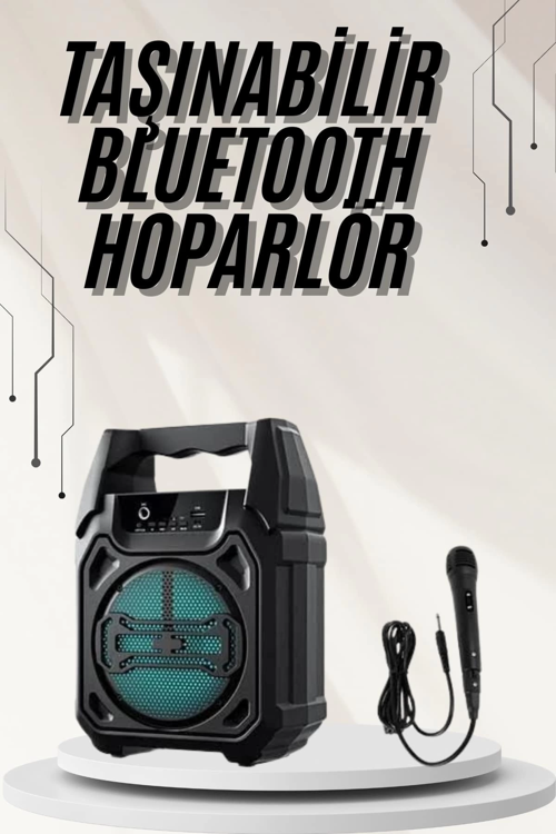 İthalat® Bluetooth Hoparlör Led Işıklı Taşınabilir Kablosuz Speaker Uzun Pil Ömrü