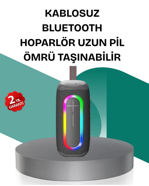 İthalat® Renkli Led Işıklı Kablosuz Hoparlör Ip67