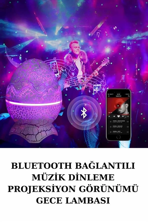 İthalat® Dinozor Speaker Renk Değiştirme Projeksiyon Modu Bluetooth Hoparlör Gece Lambası