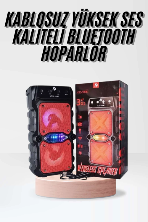İthalat® Taşınabilir Kablosuz Bluetooth Hoparlör Uzun Pil Ömrü Led Işıklı
