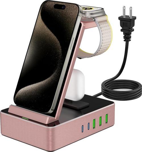 8'İ 1 Arada 100W Alüminyum Alaşımlı Şarj İstasyonu - Pembe