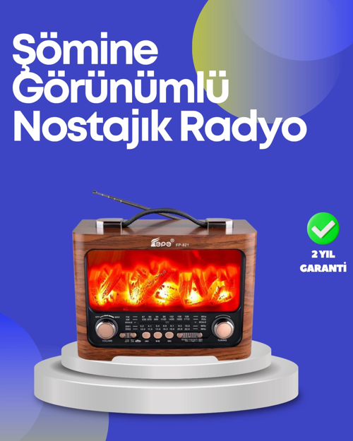 İthalat® Taşınabilir Kamp Hoparlörü – Solar Şarjlı, Şömine Efektli, 7W Güçlü Ses
