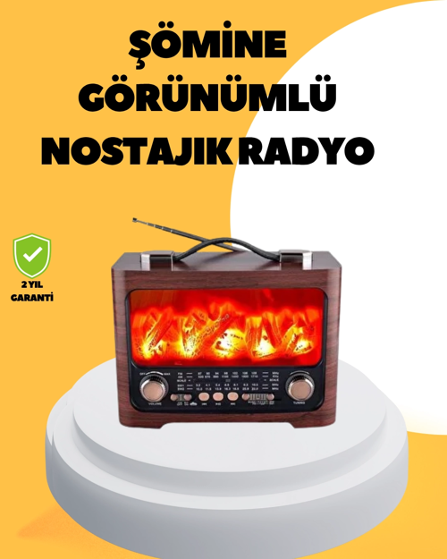 İthalat® Taşınabilir Şömine Görünümlü Bluetooth Hoparlör – Solar Şarjlı, Alev Işıklı, 7W Ses