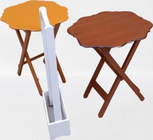 Çanta Zigon 90075 Sehpa Yonca Model 2li Takım Ahşap MDF Hardal-Ceviz Renk El Yapı
