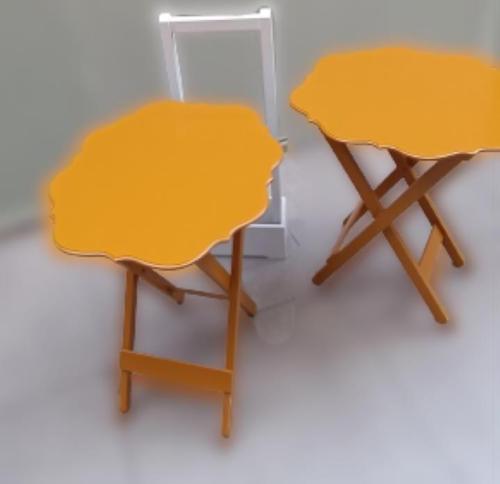 Çanta Zigon 90076 Sehpa Yonca Model 2 li Tk Ahşap MDF Hardal Renk Uyum El Yapım